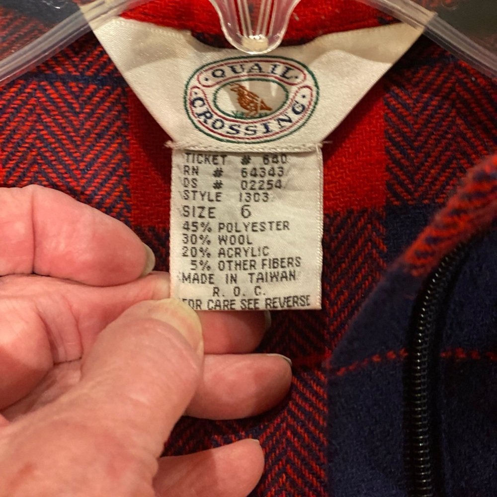 Quail Crossing Wool Blend Short, Plaid Jacket Size 6 - Picture 6 of 7